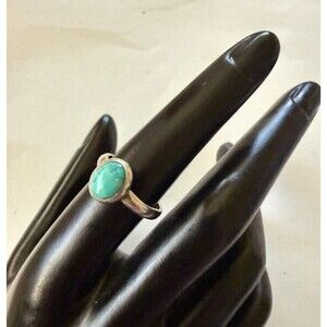 New Vintage Signed Sterling Silver Genuine Turquoise Ring Size 6.5